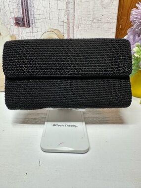 The Sak Black Woven Fold-Over Clutch